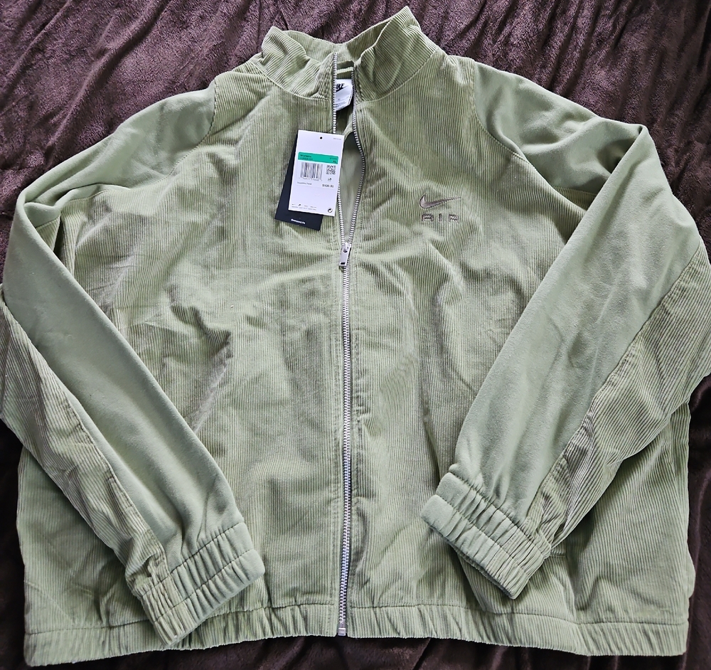 Nike Men's Corduroy And Suede Sage Green Lightweight Jacket